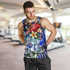 Personalized Carlton Football Blues Men Tank Top Tropical Hibiscus Flowers - Pacific Fusion Style