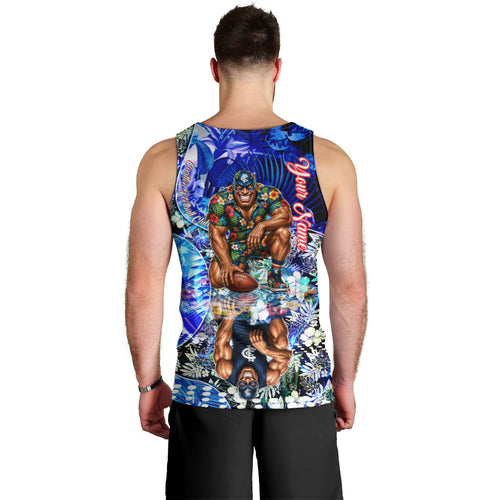Personalized Carlton Football Blues Men Tank Top Tropical Hibiscus Flowers - Pacific Fusion Style