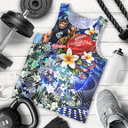 Personalized Carlton Football Blues Men Tank Top Tropical Hibiscus Flowers - Pacific Fusion Style