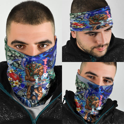 Personalized Carlton Football Blues Neck Gaiter Tropical Hibiscus Flowers - Pacific Fusion Style