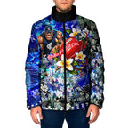 Personalized Carlton Football Blues Padded Jacket Tropical Hibiscus Flowers - Pacific Fusion Style