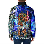 Personalized Carlton Football Blues Padded Jacket Tropical Hibiscus Flowers - Pacific Fusion Style