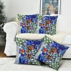 Personalized Carlton Football Blues Pillow Cover Tropical Hibiscus Flowers - Pacific Fusion Style