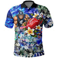 Personalized Carlton Football Blues Polo Shirt Tropical Hibiscus Flowers - Pacific Fusion Style