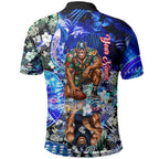 Personalized Carlton Football Blues Polo Shirt Tropical Hibiscus Flowers - Pacific Fusion Style