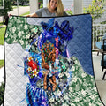Personalized Carlton Football Blues Quilt Tropical Hibiscus Flowers - Pacific Fusion Style