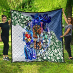 Personalized Carlton Football Blues Quilt Tropical Hibiscus Flowers - Pacific Fusion Style