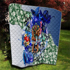 Personalized Carlton Football Blues Quilt Tropical Hibiscus Flowers - Pacific Fusion Style