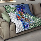 Personalized Carlton Football Blues Quilt Tropical Hibiscus Flowers - Pacific Fusion Style