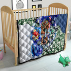 Personalized Carlton Football Blues Quilt Tropical Hibiscus Flowers - Pacific Fusion Style