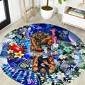 Personalized Carlton Football Blues Round Carpet Tropical Hibiscus Flowers - Pacific Fusion Style