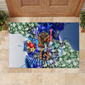 Personalized Carlton Football Blues Rubber Doormat Tropical Hibiscus Flowers - Pacific Fusion Style