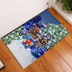 Personalized Carlton Football Blues Rubber Doormat Tropical Hibiscus Flowers - Pacific Fusion Style