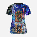 Personalized Carlton Football Blues Scrub Top Tropical Hibiscus Flowers - Pacific Fusion Style