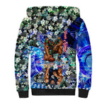 Personalized Carlton Football Blues Sherpa Hoodie Tropical Hibiscus Flowers - Pacific Fusion Style