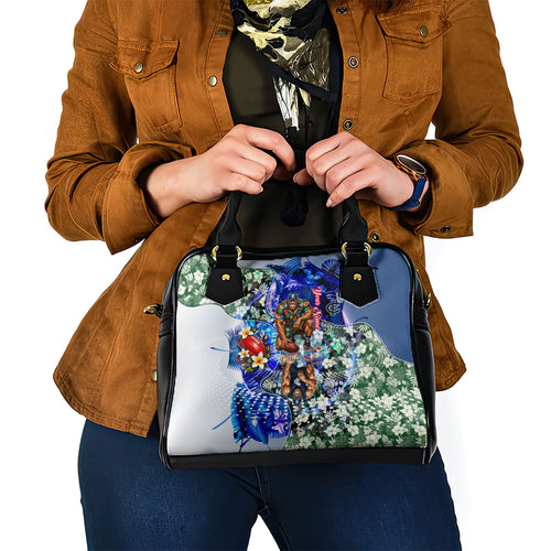 Personalized Carlton Football Blues Shoulder Handbag Tropical Hibiscus Flowers - Pacific Fusion Style