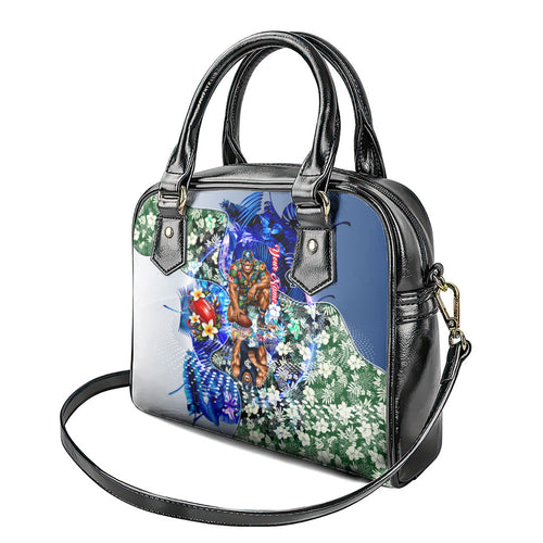 Personalized Carlton Football Blues Shoulder Handbag Tropical Hibiscus Flowers - Pacific Fusion Style