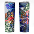 Personalized Carlton Football Blues Skinny Tumbler Tropical Hibiscus Flowers - Pacific Fusion Style