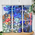 Personalized Carlton Football Blues Skinny Tumbler Tropical Hibiscus Flowers - Pacific Fusion Style