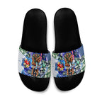 Personalized Carlton Football Blues Slide Sandals Tropical Hibiscus Flowers - Pacific Fusion Style