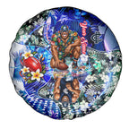 Personalized Carlton Football Blues Spare Tire Cover Tropical Hibiscus Flowers - Pacific Fusion Style