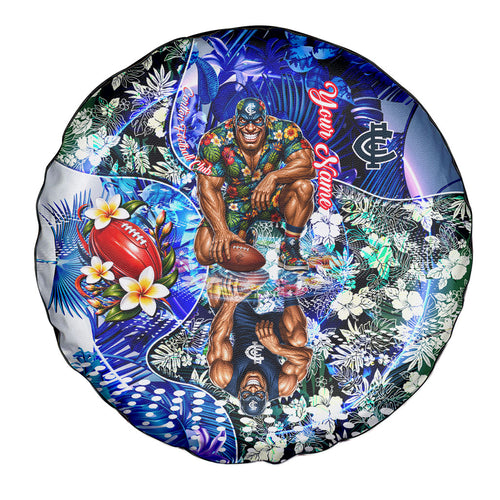 Personalized Carlton Football Blues Spare Tire Cover Tropical Hibiscus Flowers - Pacific Fusion Style