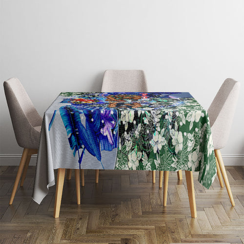 Personalized Carlton Football Blues Tablecloth Tropical Hibiscus Flowers - Pacific Fusion Style