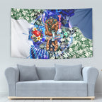 Personalized Carlton Football Blues Tapestry Tropical Hibiscus Flowers - Pacific Fusion Style