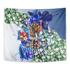 Personalized Carlton Football Blues Tapestry Tropical Hibiscus Flowers - Pacific Fusion Style