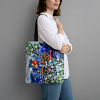 Personalized Carlton Football Blues Tote Bag Tropical Hibiscus Flowers - Pacific Fusion Style