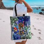 Personalized Carlton Football Blues Tote Bag Tropical Hibiscus Flowers - Pacific Fusion Style