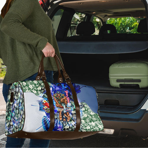 Personalized Carlton Football Blues Travel Bag Tropical Hibiscus Flowers - Pacific Fusion Style