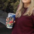 Personalized Carlton Football Blues Tumbler Cup Tropical Hibiscus Flowers - Pacific Fusion Style