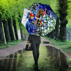 Personalized Carlton Football Blues Umbrella Tropical Hibiscus Flowers - Pacific Fusion Style