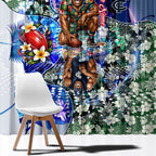 Personalized Carlton Football Blues Window Curtain Tropical Hibiscus Flowers - Pacific Fusion Style