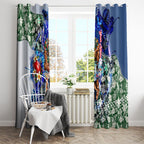 Personalized Carlton Football Blues Window Curtain Tropical Hibiscus Flowers - Pacific Fusion Style