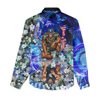 Personalized Carlton Football Blues Women Casual Shirt Tropical Hibiscus Flowers - Pacific Fusion Style