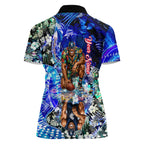 Personalized Carlton Football Blues Women Polo Shirt Tropical Hibiscus Flowers - Pacific Fusion Style