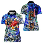 Personalized Carlton Football Blues Women Polo Shirt Tropical Hibiscus Flowers - Pacific Fusion Style