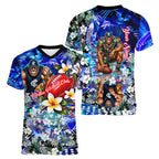 Personalized Carlton Football Blues Women V-Neck T-Shirt Tropical Hibiscus Flowers - Pacific Fusion Style