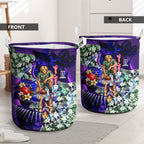 Personalized Fremantle Football Dockers Laundry Basket Tropical Hibiscus Flowers - Pacific Fusion Style