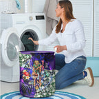 Personalized Fremantle Football Dockers Laundry Basket Tropical Hibiscus Flowers - Pacific Fusion Style
