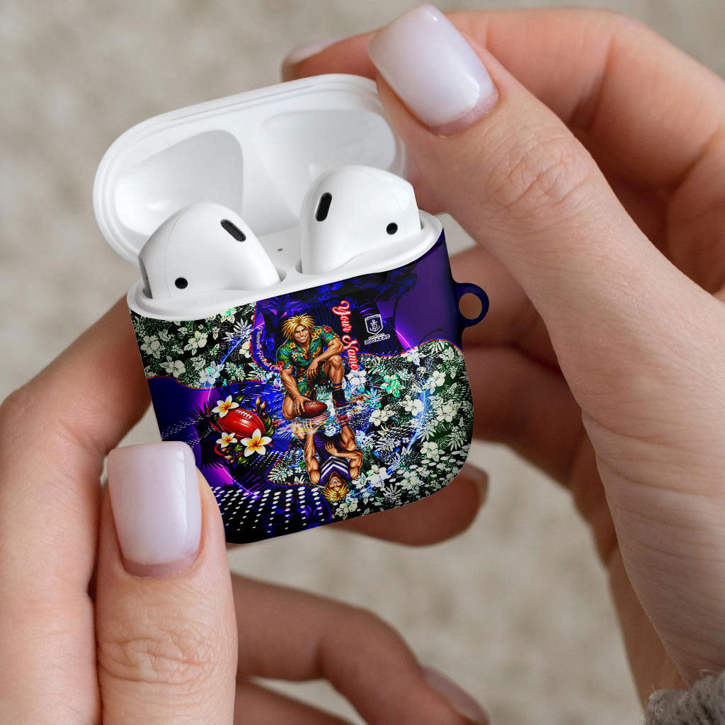 Personalized Fremantle Football Dockers AirPods Case Tropical Hibiscus Flowers - Pacific Fusion Style