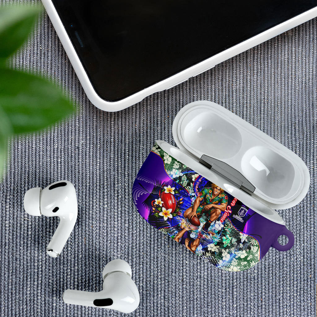 Personalized Fremantle Football Dockers AirPods Case Tropical Hibiscus Flowers - Pacific Fusion Style