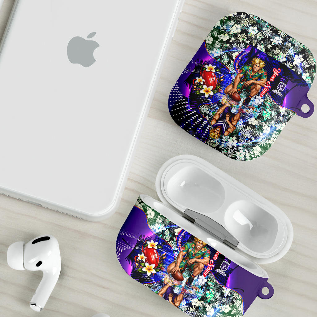 Personalized Fremantle Football Dockers AirPods Case Tropical Hibiscus Flowers - Pacific Fusion Style