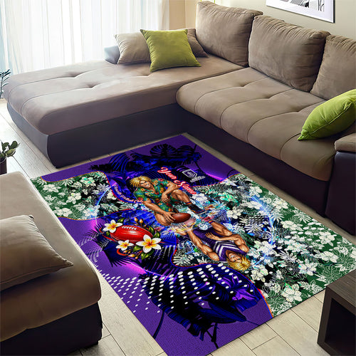 Personalized Fremantle Football Dockers Area Rug Tropical Hibiscus Flowers - Pacific Fusion Style