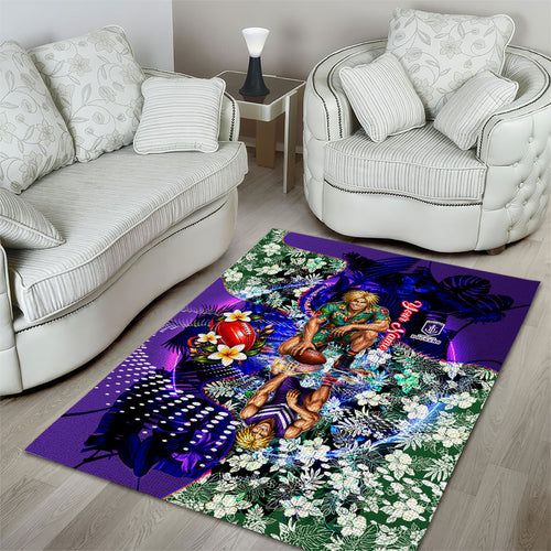 Personalized Fremantle Football Dockers Area Rug Tropical Hibiscus Flowers - Pacific Fusion Style