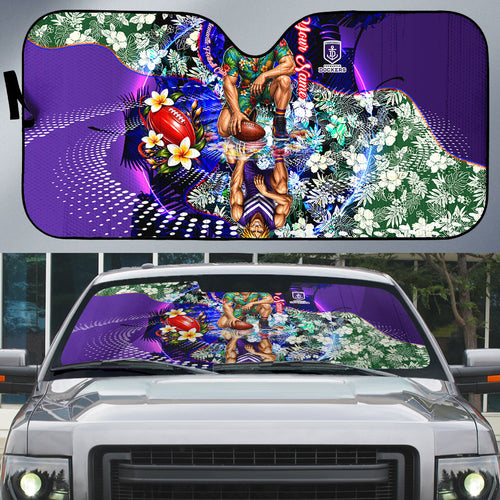 Personalized Fremantle Football Dockers Auto Sun Shade Tropical Hibiscus Flowers - Pacific Fusion Style