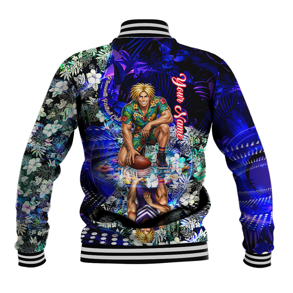 Personalized Fremantle Football Dockers Baseball Jacket Tropical Hibiscus Flowers - Pacific Fusion Style