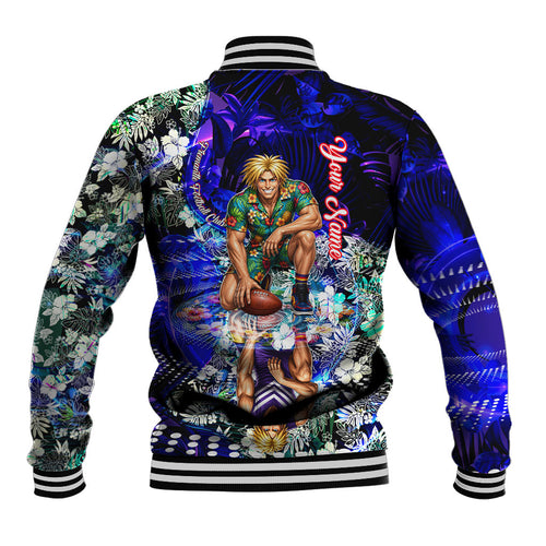 Personalized Fremantle Football Dockers Baseball Jacket Tropical Hibiscus Flowers - Pacific Fusion Style